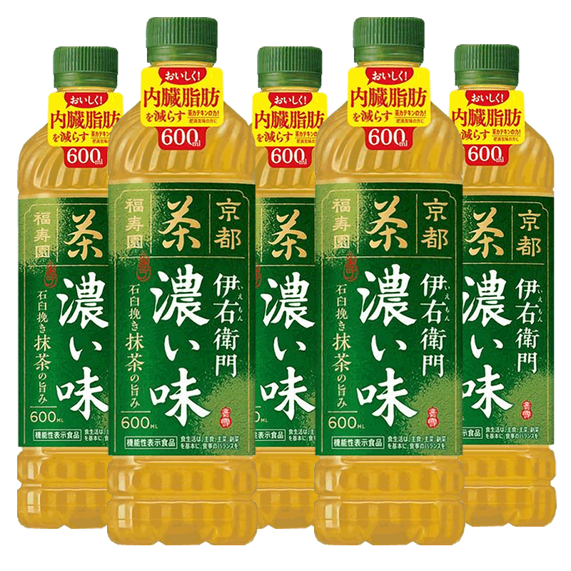 日本进口三得利suntory伊右卫门福寿园浓郁绿茶生茶饮料600ml*3瓶