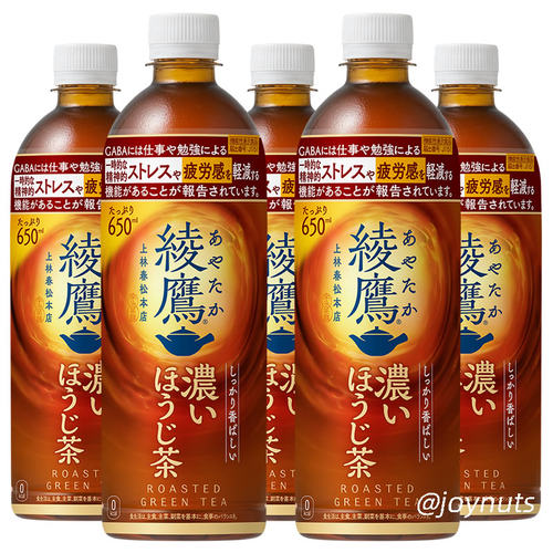 日本进口可口可乐绫鹰浓郁烘焙茶joynuts无糖0卡0脂绿茶650ml*4瓶