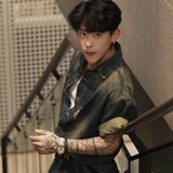 水洗破洞短袖牛仔衬衫男士高级感穿搭一整套夏季痞帅休闲工装套装，男装衬衫，星座603-2