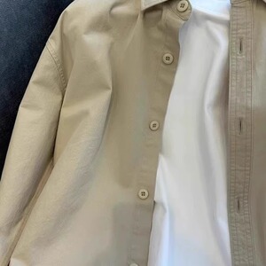 卡其色衬衫男士长袖日系休闲cityboy衬衣外套男春季新款百搭上衣图片