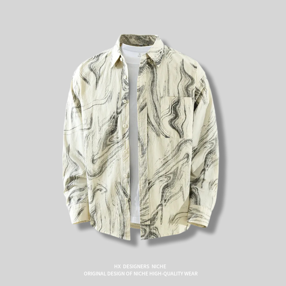 『扎染』汉序设计感  春季日系复古长袖衬衫男士纯棉宽松休闲衬衣,男装,汉服,淘宝优惠券,粉丝福利购,淘宝优惠卷