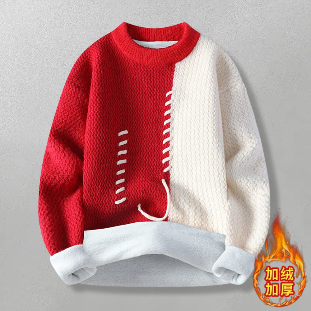 加绒加厚保暖毛衣服外套针织衫男