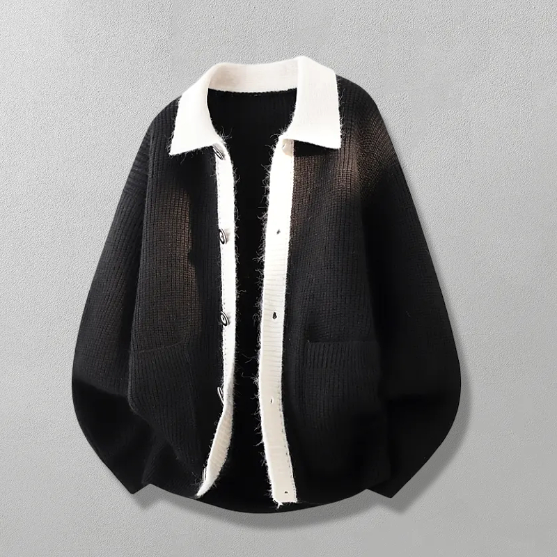 翻领纽扣开衫外套毛衣服针织衫男