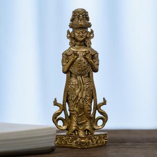 简修行扎基拉姆摆件西藏扎基拉姆像全身像女财神随身佛像纯黄铜像