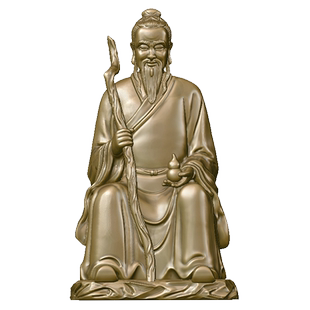 黄铜药王菩萨孙思邈神像铜像桌面摆件小雕像茶空间书房禅意装饰品
