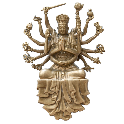 黄铜准提菩萨摆件迷你随身佛