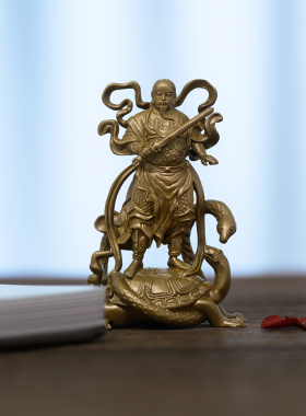 覆古天神尊真武帝铜像饰品小巧玲珑便携尊禅茶空间装饰