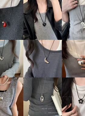 韩系fever同款不规则金属爱心项链女高级感气质简约百搭配饰颈链