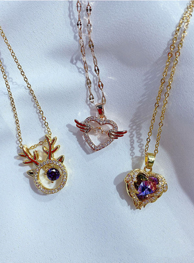 项链女锁骨链貔貅蝴蝶小众设计感玫瑰金百搭网红毛衣链安全装饰品