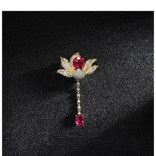 国风胸针小巧百搭莲花流苏胸花设计感旗袍连衣裙衣饰花卉别针 新款