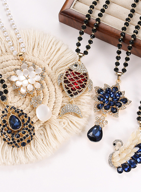 韩版秋冬高档毛衣链时尚大气水晶链长款项链高级感毛衣链饰品吊坠