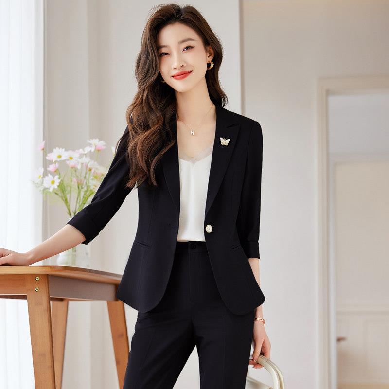 小西装套装女2026夏新款高档韩版气质女神范休闲西服职业女裤套装