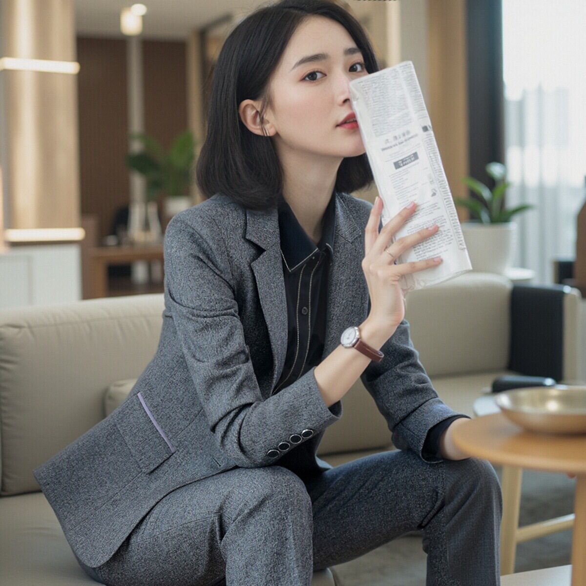 西装职业套装女正装三件套2025春秋季时尚气质面试银行酒店工作服