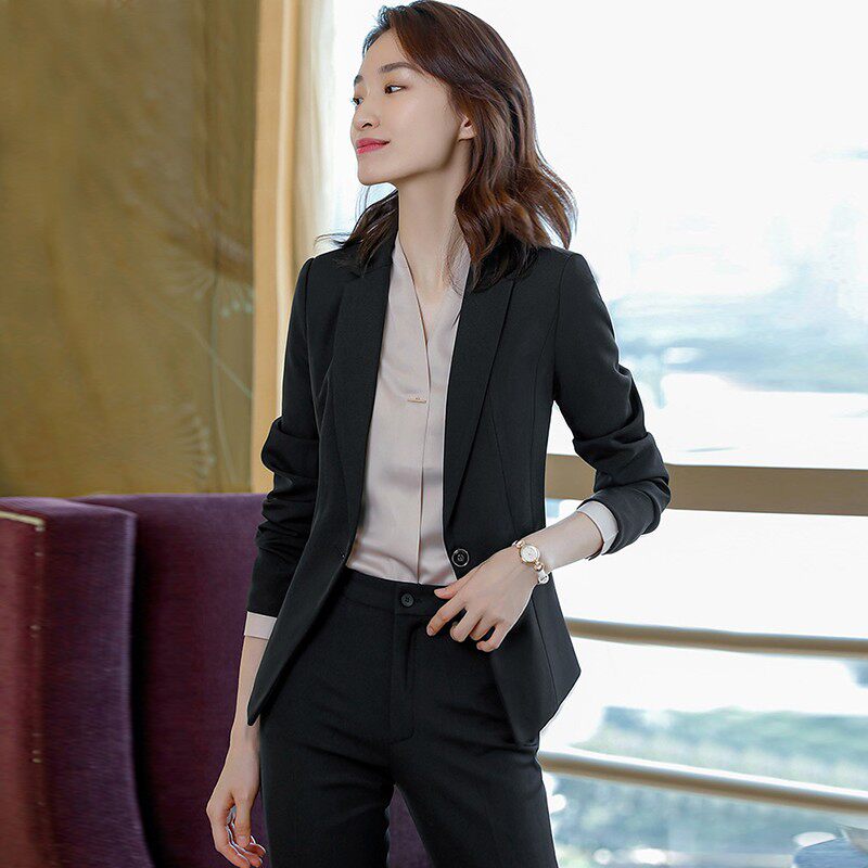 西服套装女韩版春秋气质女神范干练正装职业装工作服小西装外套女