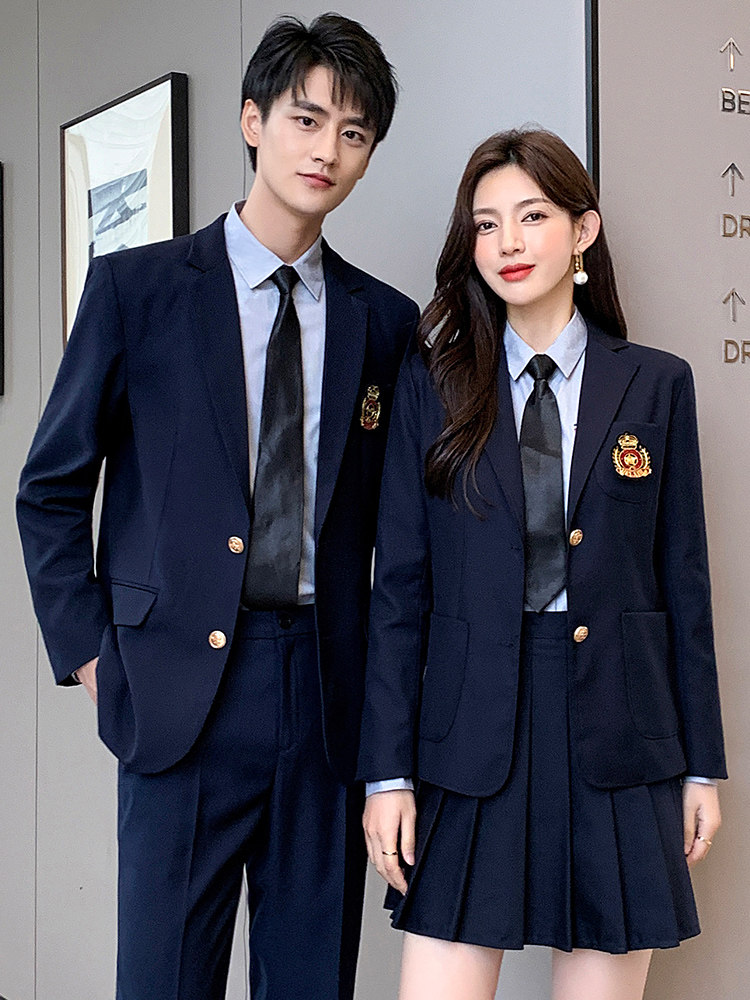 英伦学院风西装套装男女同款春秋时尚JK制服高中生校服幼师工作服