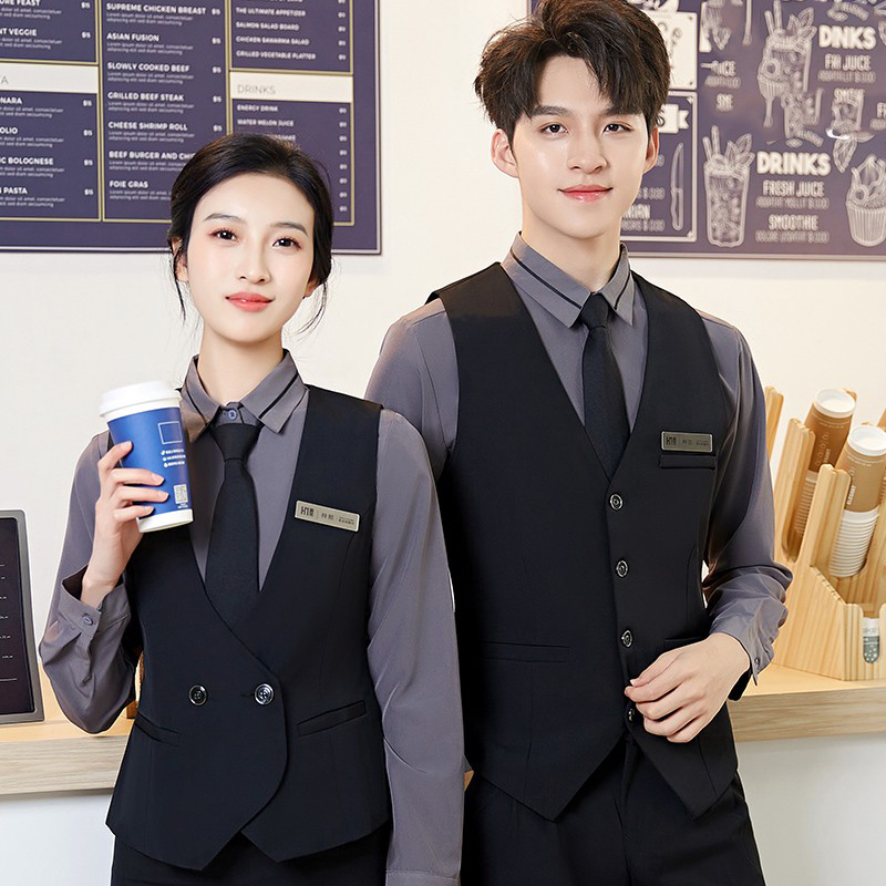 酒店餐饮前厅接待服务员工作服女衬衫马甲套装前台球KTV工装定制