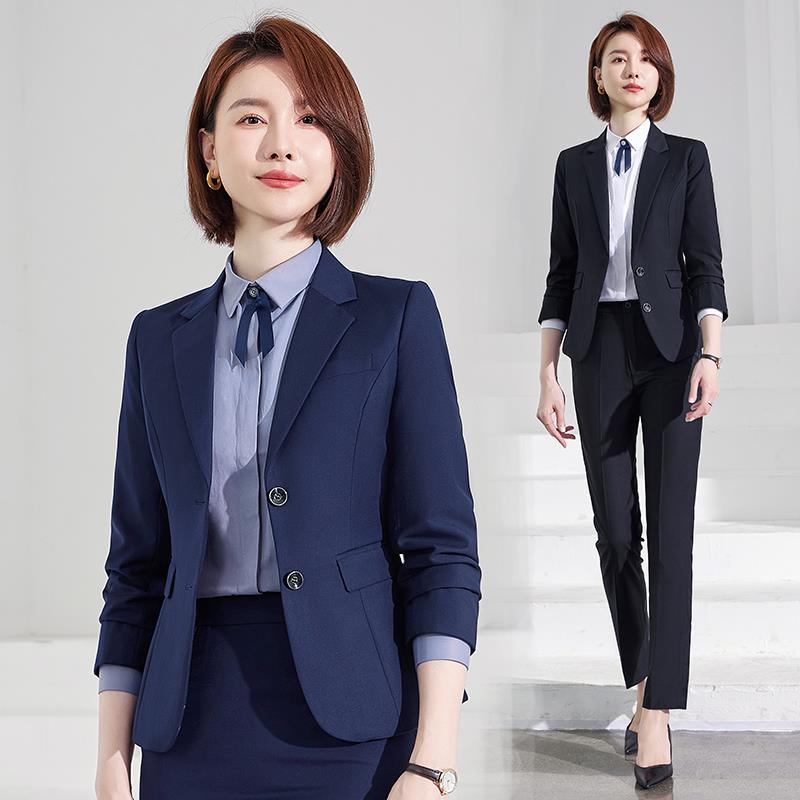 宝蓝色西装外套女公务员职业西服正装4S店工装酒店物业管理工作服