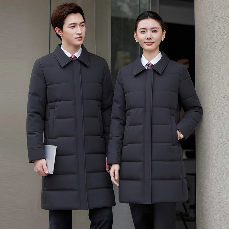 冬季职业西装领羽绒棉服男女款工装棉衣外套酒店经理珠宝店工作服