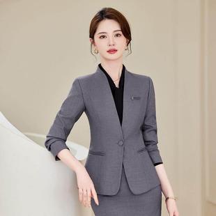 无领西装套装女美容院珠宝店酒店经理领班接待工装工作服职业正装