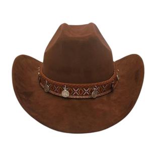 民族风礼帽西部牛仔帽藏族藏式锅庄舞表演演出舞蹈爵士帽红色帽子