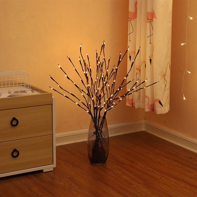 led仿真树枝造型彩灯浪漫房间卧室布置创意小夜灯网红花瓶装饰灯
