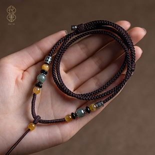 高档平安扣挂绳玉佩翡翠吊坠挂绳玉石项链绳项链编绳挂脖吊坠绳男