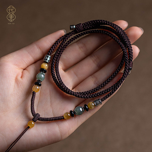 花素正品翡翠手工编织吊坠挂绳