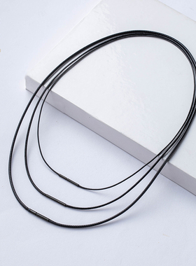 玉石吊坠专用绳黄金水晶挂绳黑色编织绳半成品项链绳黑皮绳挂件绳