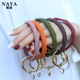 NAYA菱形纹硅胶手环欧美款 几何造型手圈运动防水防丢钥匙圈礼物