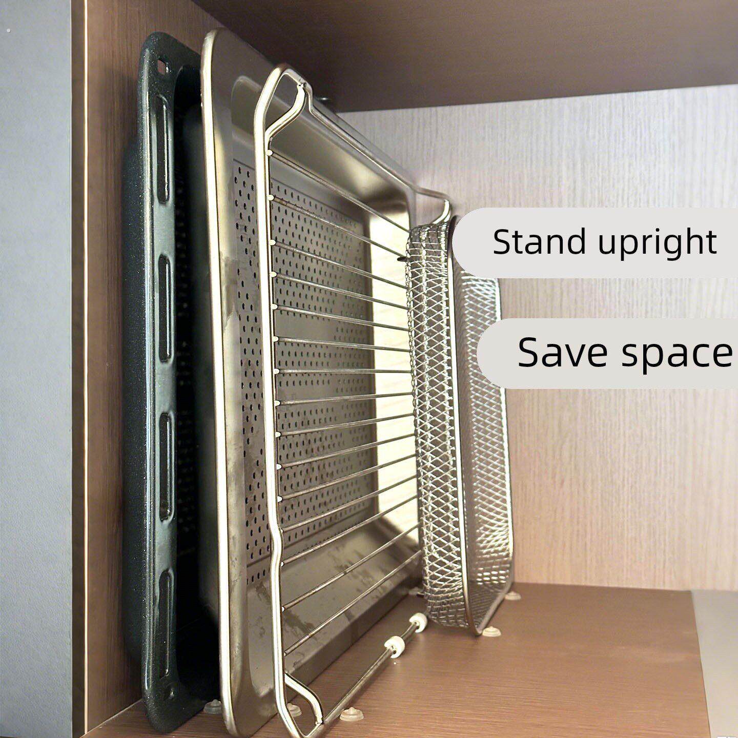 烤盘收纳神器厨房烤箱烘焙工具模具收纳固定橱柜硅胶贴防倒置物架