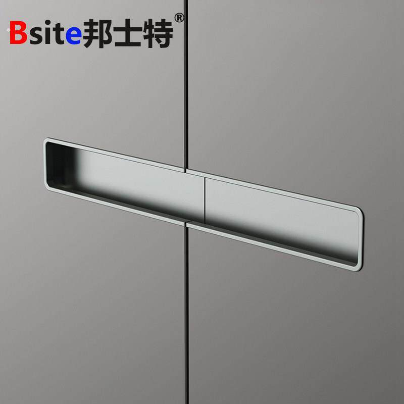 极简衣柜门拉手隐形简约高档嵌入式内嵌式极窄边开槽横装暗装把手
