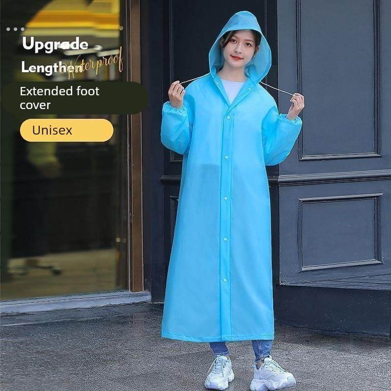 加厚牛筋雨衣成人采茶农耐磨防暴雨水全身雨披帽子带抽绳环保eva