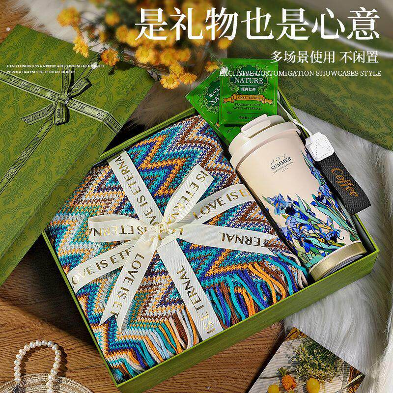 母亲节礼物送妈妈婆婆女老师长辈生日实用高级感针织毛毯披肩礼盒