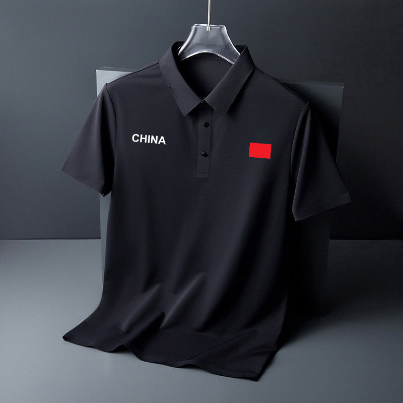 男夏季宽松短袖冰丝翻领polo衫