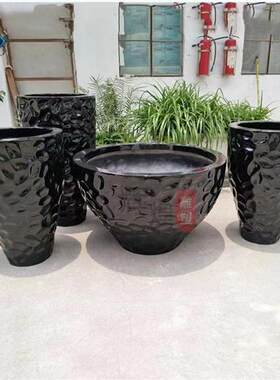 玻璃钢花盆白色大树脂简约现代艺术轻奢花盆户外田园摆件花钵