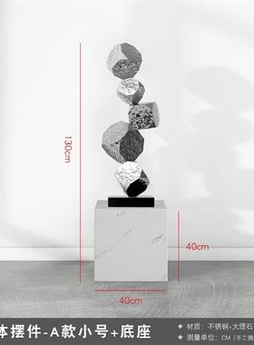 轻奢简约不锈钢落地雕塑酒店样板间现代客厅玄关装饰高端软装摆件