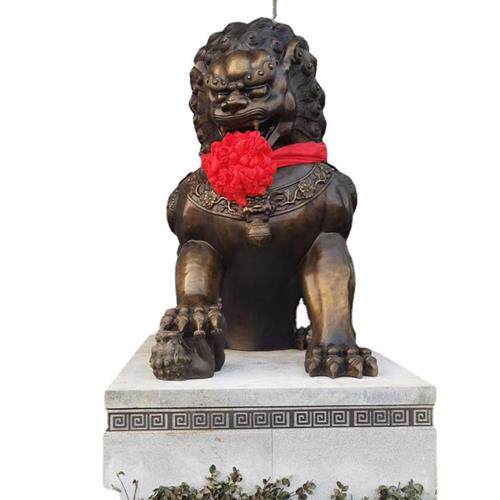 大型铸铜北京故宫狮子雕塑银行汇丰爬狮铜飞狮广场公司门口摆件