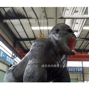 铸铜黑色大猩猩雕塑青铜灵长类动物雕像广场动物公园园林绿地景观