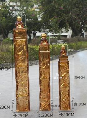 新中式大门镇宅招财狮子透明树脂雕塑摆件栓马柱酒店麒麟獬豸定制