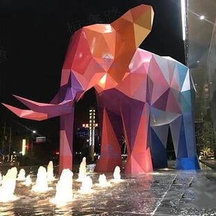 大型玻璃钢雕塑定制几何动物人物抽象派摆件卡通户外商场景观引流