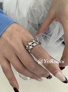 闪耀双层星星拼接戒指百搭食指戒