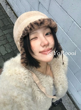 YoRoooi 韩系ins正反两戴可爱豹纹护耳雷锋帽冬季防风保暖飞行帽