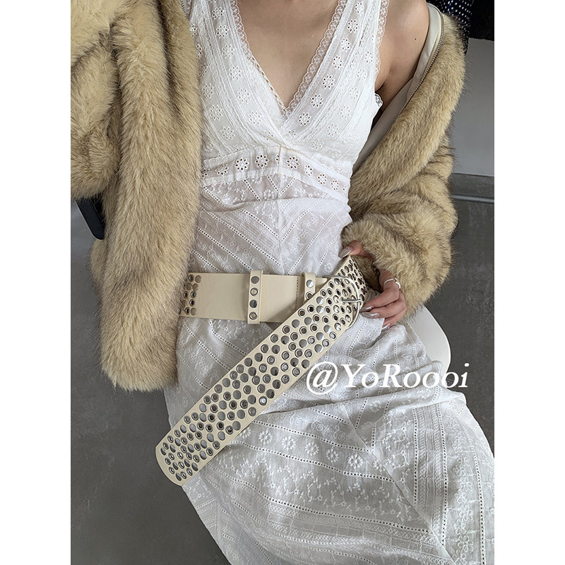 YoRoooi 自制美式复古小众y2k甜酷辣妹风奶黄色宽边腰带腰封配饰,服饰配件/皮带/帽子/围巾,腰带/皮带/腰链,淘宝优惠券,粉丝福利购,淘宝优惠卷