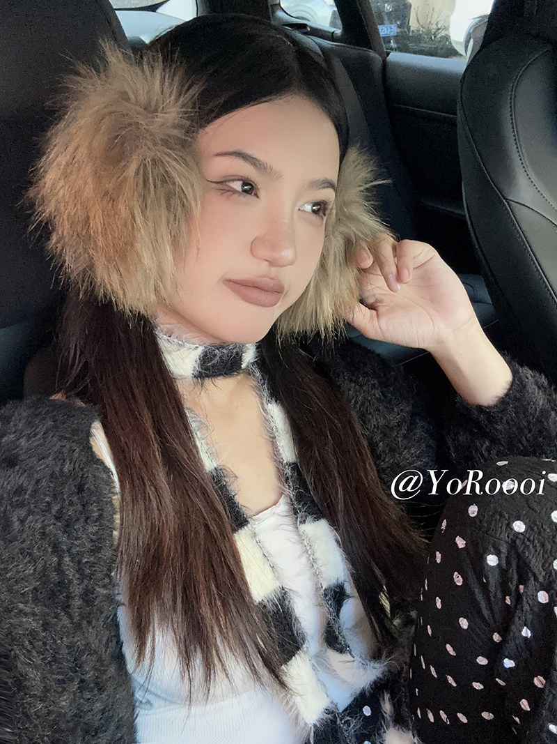 YoRoooi可爱y2k仿狐狸毛耳罩