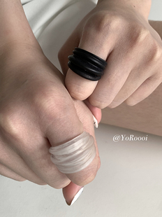 YoRoooi 韩系博主同款双层圆褶磨砂开口树脂戒指ins冷淡风指环女