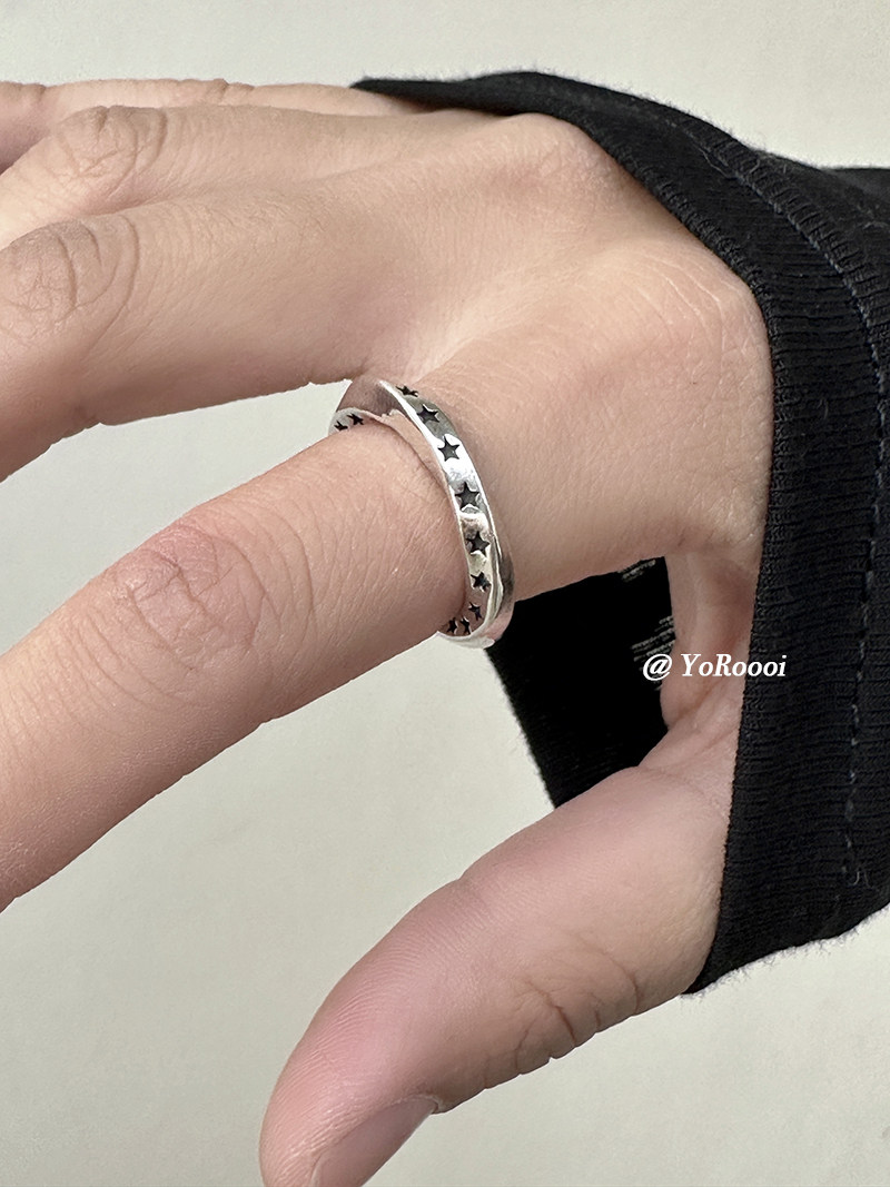 YoRoooi复古星星戒指做旧食指戒