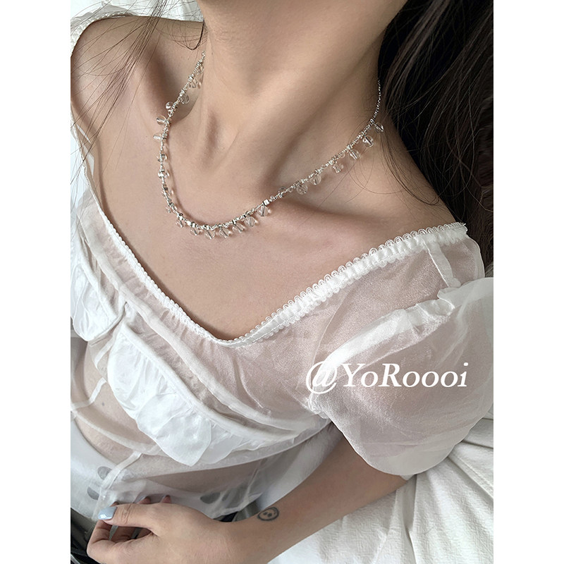YoRoooi 清冷仙气水晶手链多层叠戴流苏锁骨链两用小众设计感配饰