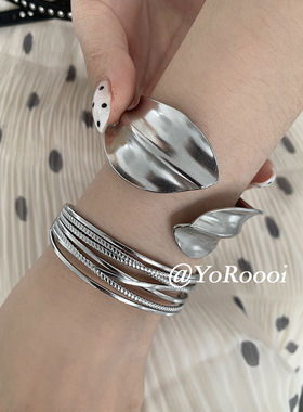 YoRoooi韩系小众冷淡风银色手镯