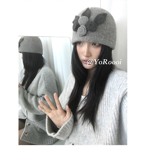 韩系小众羊毛包头帽套头帽针织