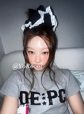 YoRoooi 新款芭蕾风重工蕾丝花边黑色可爱大肠发圈发绳后脑勺发饰